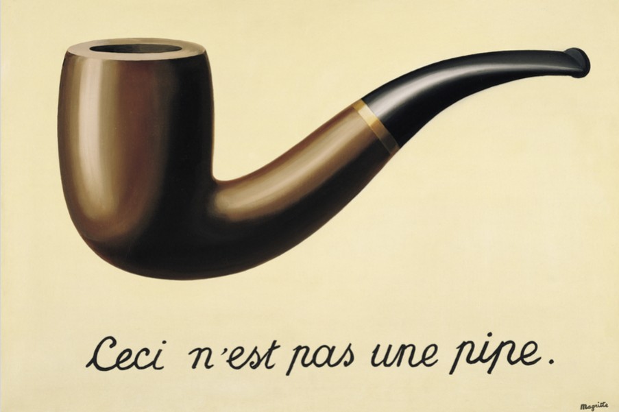 Un'immagine del dipinto di René Magritte dal titolo "Ceci n'est pas une pipe".